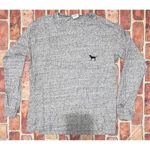 Pre-Owned Victoria Secret Pink Campus Tee Long Sleeve Gray 86 Plaid Size M